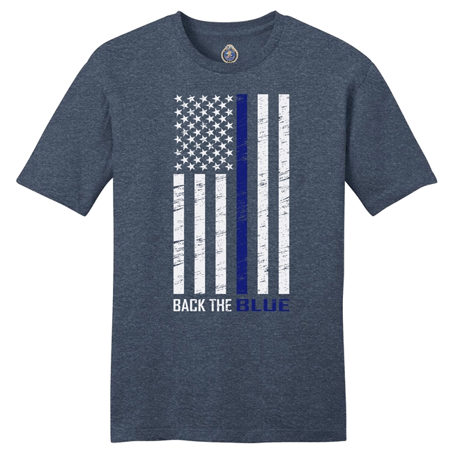 50/50 Cotton/Poly Heather T-Shirt - Thin Blue Line