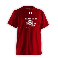 SILVER LAKE UNDER ARMOUR RED ATHLETIC LOGO TEE
