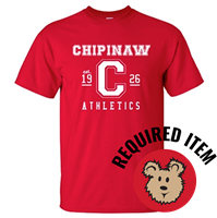 CHIPINAW REQUIRED RED ATHLETIC LOGO TEE