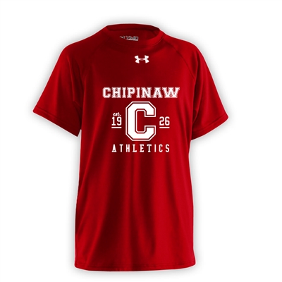 CHIPINAW UNDER ARMOUR RED ATHLETIC LOGO TEE