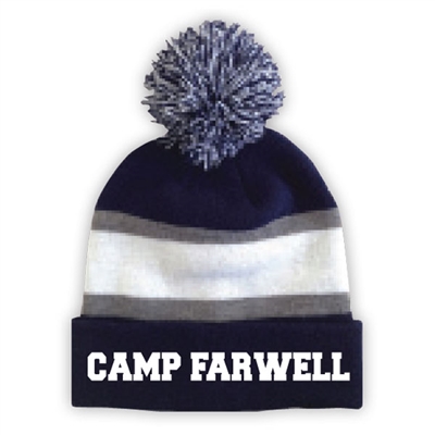 CAMP FARWELL STRIPED BEANIE WITH POM