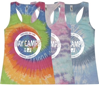 JCC STAMFORD DAY CAMP TIE-DYE LADIES RACERBACK TANK