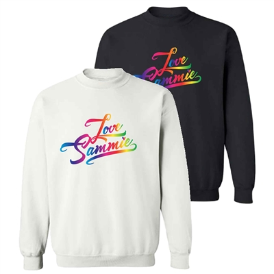 LOVE, SAMMIE RAINBOW LOGO CREW SWEATSHIRT