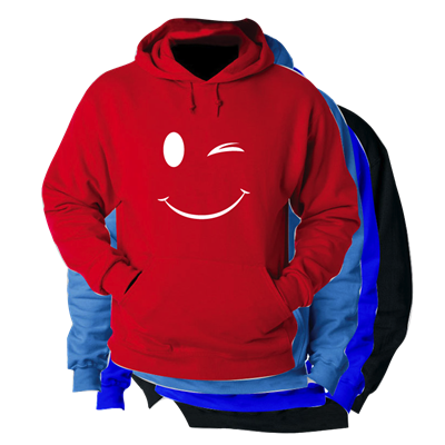 SMILEY WINK HOODED SWEATSHIRT