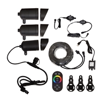 LumiNight Pond and Landscape Lighting - (3) Black 9-Watt Color Changing Black Fountain Light Kit w/ 100' QD Cord with Photocell, Transformer, Extension and Remote - 3X9WCCFKIT100-BLK