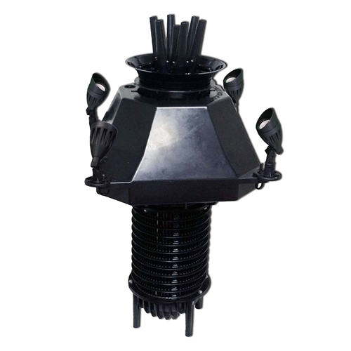 Aqua Control Floating Fountain with Weatherproof Control Box 19" Black Float, 1.5 HP Pump with 100' Cord and (4) 3-Watt Color Changing Light Kit with Remote - APF1.5HP-4X3-100