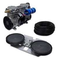 Pro Aeration, Deep Water System for Ponds and Lakes - (1) 1/2HP, 3.9 CFM Rocking Piston Compressor, 100' of 3/8" Weighted Tubing, (1) Double-10" EPDM Self-Sinking Diffuser Disc Assembly - APRPS1