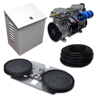 Air Pro System with 3.9 CFM Rocking Piston Compressor with Post Cabinet, Cooling Fan, 100' of 3/8" Weighted Tubing Double-10" EPDM Diffuser - APRPS1-WPM