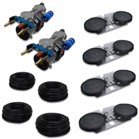 Pro Aeration, Deep Water System for Ponds and Lakes - (2) 1/2HP, 3.9 CFM Rocking Piston Compressor, 400' of 3/8" Weighted Tubing, (4) Double-10" EPDM Self-Sinking Diffuser Disc Assemblies - APRPS4