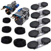 Pro Aeration, Deep Water System for Ponds and Lakes - (1) 1/2HP, 3.9 CFM and 1HP, 6.7 CFM Compressors, 500' of 3/8" Weighted Tubing, (5) Double-10" EPDM Sinking Diffuser Disc Assemblies - APRPS5