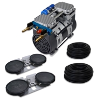 Pro Aeration, Deep Water System for Ponds and Lakes - (1) 1HP, 6.7 CFM Rocking Piston Compressor, 200' of 3/8" Weighted Tubing, (2) Double-10" EPDM Self-Sinking Diffuser Disc Assemblies - APXLRPS2