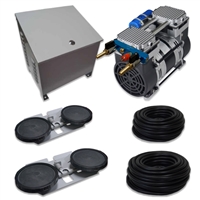 Air Pro System with 6.7 CFM Rocking Piston Compressor with Ground Cabinet, Cooling Fan, 200' of 5/8" Weighted Tubing (2) Double-10" EPDM Diffusers - APXLRPS2-CAB