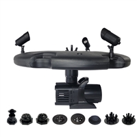 Aqua Marine Floating Fountain with 36" Float, (6) Interchangeable Nozzles for 8 Unique Spray Patterns, 1 HP Pump with 200' Cord and (3) 9-Watt Color Changing Light Kit with Remote - AQF100003X9-200