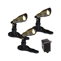 LumiNight Pond and Landscape Lighting - (3) Brass 3-Watt Spotlight Kit with Photocell and Transformer - BS-3XSL3W-KIT