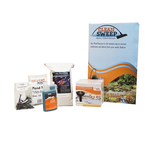 Medium Fall and Winterization Bundle with Vacuum, Pond Net, Deicer, Cold Weather Fish Food and Cold Water Bacteria - FWVACKITMED