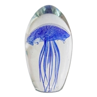 JF-L6-BL - Large 6" Blue Glass Jellyfish Paperweight