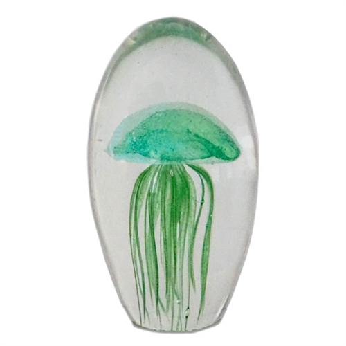 JF-L6-GR - Large 6" Green Glass Jellyfish Paperweight