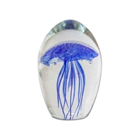 JF-S3-BL - Small 3" Blue Glass Jellyfish Paperweight
