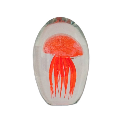 JF-S3-OR - Small 3" Orange Glass Jellyfish Paperweight