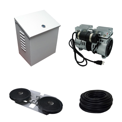 Savio2 Aeration System 1 (Includes Wall/Post Mount) with 1/2HP Air Pump , Double Diffuser, 100' Weighted Tubing