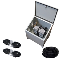 Savio2 Aeration System 2 (Includes Ground Enclosure) with 1/2HP Air Pump , Double Diffusers (x2), 100' Weighted Tubing (x2)