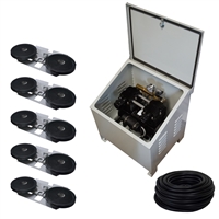 Savio2 Aeration System 5 (Includes Ground Enclosure) with 1.5HP Air Pump , Double Diffusers (x5), 100' Weighted Tubing (x5)