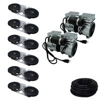 Savio2 Aeration System 6 with 1HP Air Pump (x2), Double Diffusers (x6), 100' Weighted Tubing (x6)