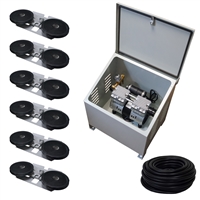 Savio2 Aeration System 6 (Includes Ground Enclosure) with 1HP Air Pump (x2), Double Diffusers (x6), 100' Weighted Tubing (x6)