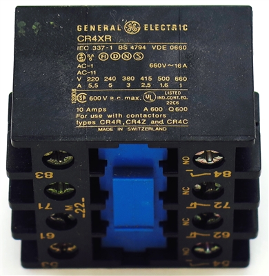 CR4XR22M GE AUXILIARY CONTACT 2NO 2NC (SAME AS S+S CS3-PL22)