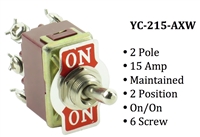 Toggle Switch - YC-215-AXW - Screw - 2-Pole - Maintained - 2 Position - 15A