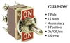 Toggle Switch - YC-215-OYW - Screw - 2-Pole - Momentary - 3 Position (On/Off/On) - 15A