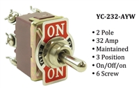 Toggle Switch YC-232-AYW  Screw 2-Pole  Maintained 3 Position (On/Off/On) - 32A