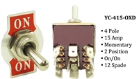 Toggle Switch - YC-415-OXD - Spade - 4-Pole - Momentary - 2 Position - 15A