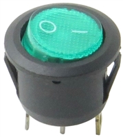 YuCo YC-2SCI-G Round Rocker Switch Single Pole, Double Throw (SPDT) On/Off - Green