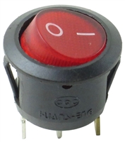 YuCo YC-2SCI-R Round Rocker Switch Single Pole, Double Throw (SPDT) On/Off - Red
