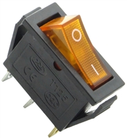 YuCo YC-2SRI-A Rectangle Rocker Switch Single Pole, Double Throw (SPDT) On/Off - Amber