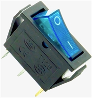 YuCo YC-2SRI-B Rectangle Rocker Switch Single Pole, Double Throw (SPDT) On/Off - Blue