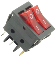 YuCo YC-2X2SRI-RR Combo Rectangle Rocker Switch Single Pole, Double Throw (SPDT) On/Off - Red & Red