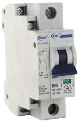 YC-1-1B-AHS11 YuCo CIRCUIT BREAKER 1P 1A 120/277V B CURVE  3rd. Party Certifier. UL1077