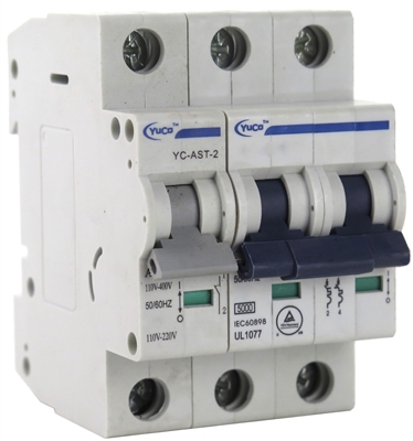 YC-1-2B-AST-2 YuCo CIRCUIT BREAKER 2P 1A 277/480V B CURVE 120V SHUNT  TUV CERTIFICATED UL 1077 CSA C22.2