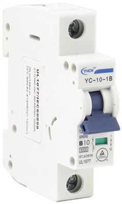 YC-10-1B YuCo CIRCUIT BREAKER 1P 10A 120/277V B CURVE  UL 1077 CSA C22.2