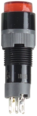 YuCo YC-10I-MOM-YR-6 10mm Round Illuminated 5-Pin Push Button - Momentary - 12V AC/DC - Red