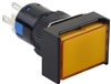 YuCo YC-16I-MOM-JY-6 16mm Rectangular Illuminated 5-Pin Push Button - Momentary - 12V AC/DC - Yellow