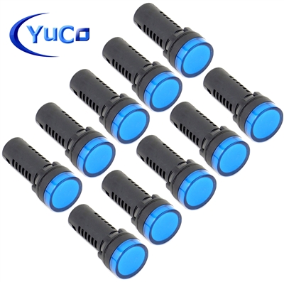 YuCo YC-22B-5 EUROPEAN STANDARD TUV CE LISTED 22MM LED PANEL MOUNT INDICATOR LAMP BLUE 480V AC