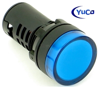 YuCo YC-22B-6 EUROPEAN STANDARD TUV CE LISTED 22MM LED PANEL MOUNT INDICATOR LAMP BLUE 12V AC/DC