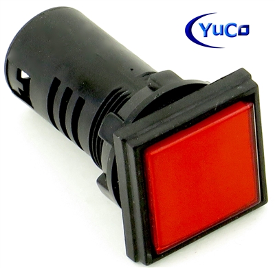 YC-22CSQR-6 COMPACT LED PILOT LIGHT 22MM RED SQUARE 12V AC/DC