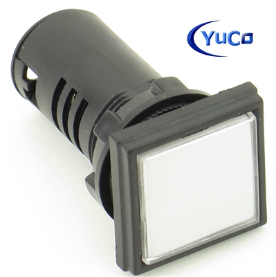 YC-22CSQW-1 COMPACT LED PILOT LIGHT 22MM WHITE SQUARE 24V AC/DC