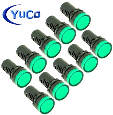 YuCo YC-22G-3 EUROPEAN STANDARD TUV CE LISTED 22MM LED PANEL MOUNT INDICATOR LAMP GREEN 220/240V AC