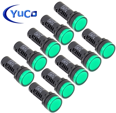 YuCo YC-22G-5 EUROPEAN STANDARD TUV CE LISTED 22MM LED PANEL MOUNT INDICATOR LAMP GREEN 480V AC