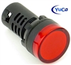YuCo YC-22R-1 EUROPEAN STANDARD TUV CE LISTED 22MM LED PANEL MOUNT INDICATOR LAMP RED 24V AC/DC